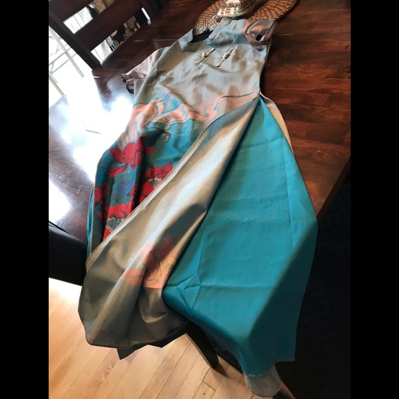 Oriental Print Cocktail AO RUN Dress - Picture 3 of 5